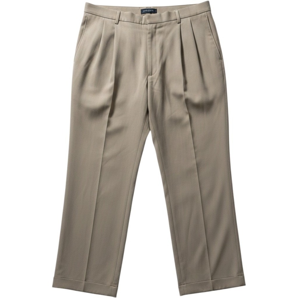 Haggar Dress Pants Mens 42x29 Beige Premium Comfort Classic Fit Pleated Cuffed